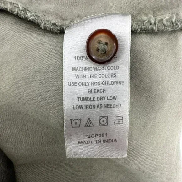 Quince Vintage Wash Tencel Button Front Dress with Tie Waist size S Olive Green - Picture 7 of 8